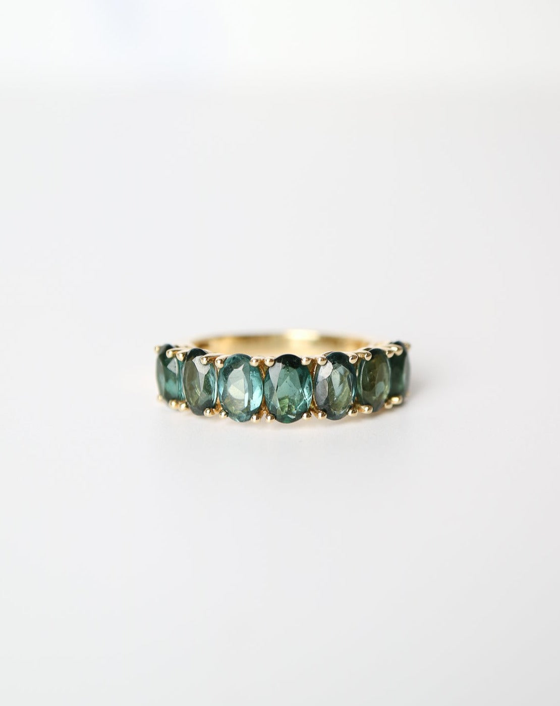 9kt gold ring with London Blue Topaz Half Eternity Band