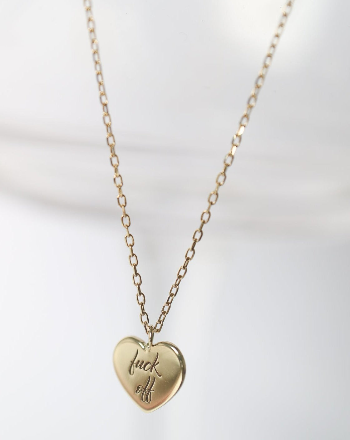 9kt gold Heart Pendant with "fuck off" engraved