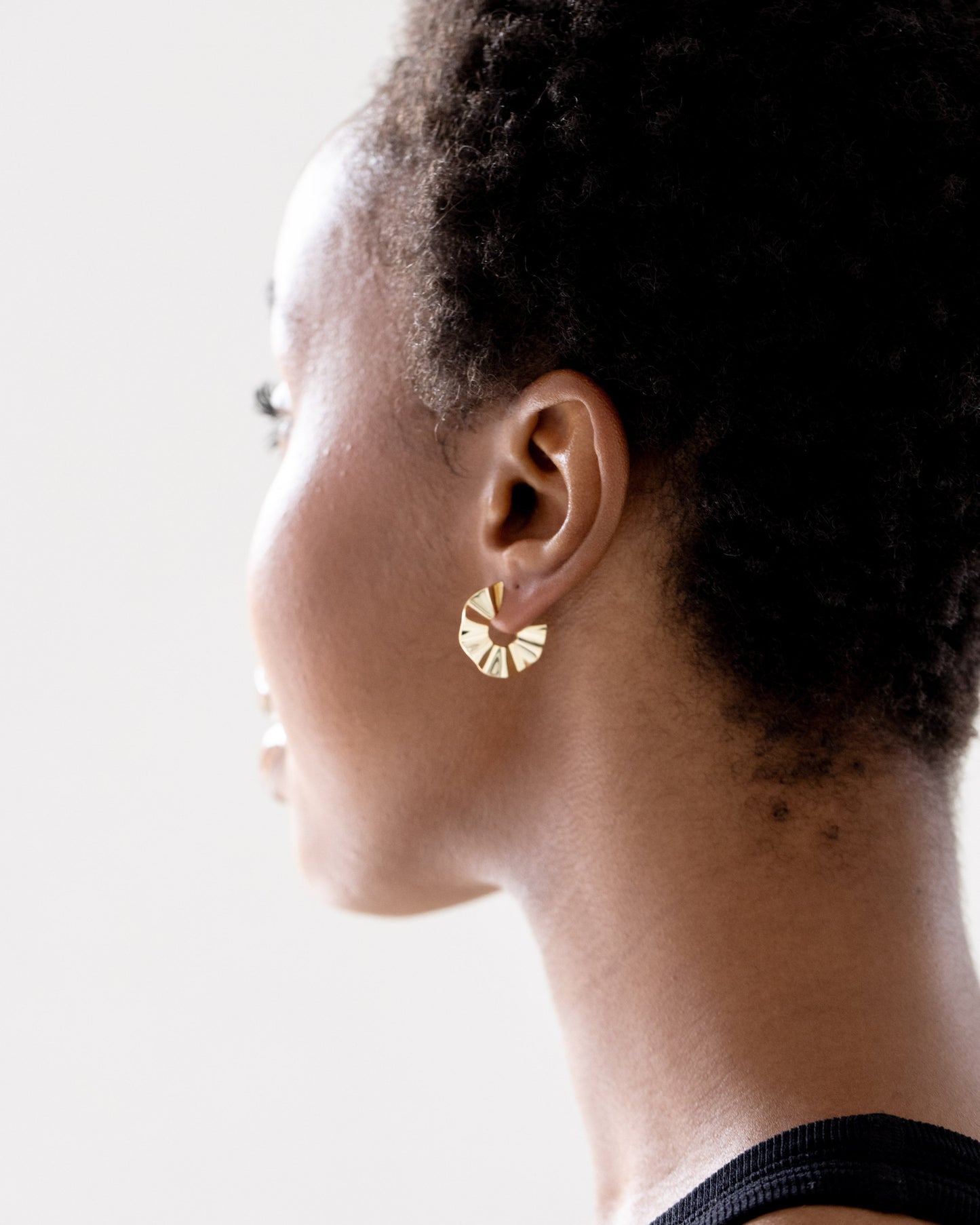 Gold Crinkle Cut Hoops Earrings