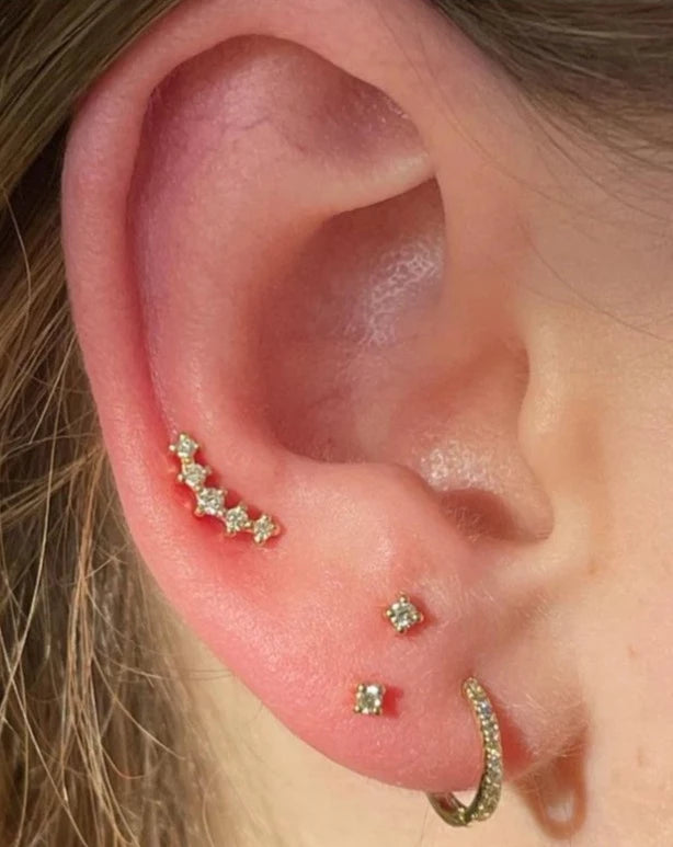 14kt gold Diamond Cluster helix piercing flat back earring
