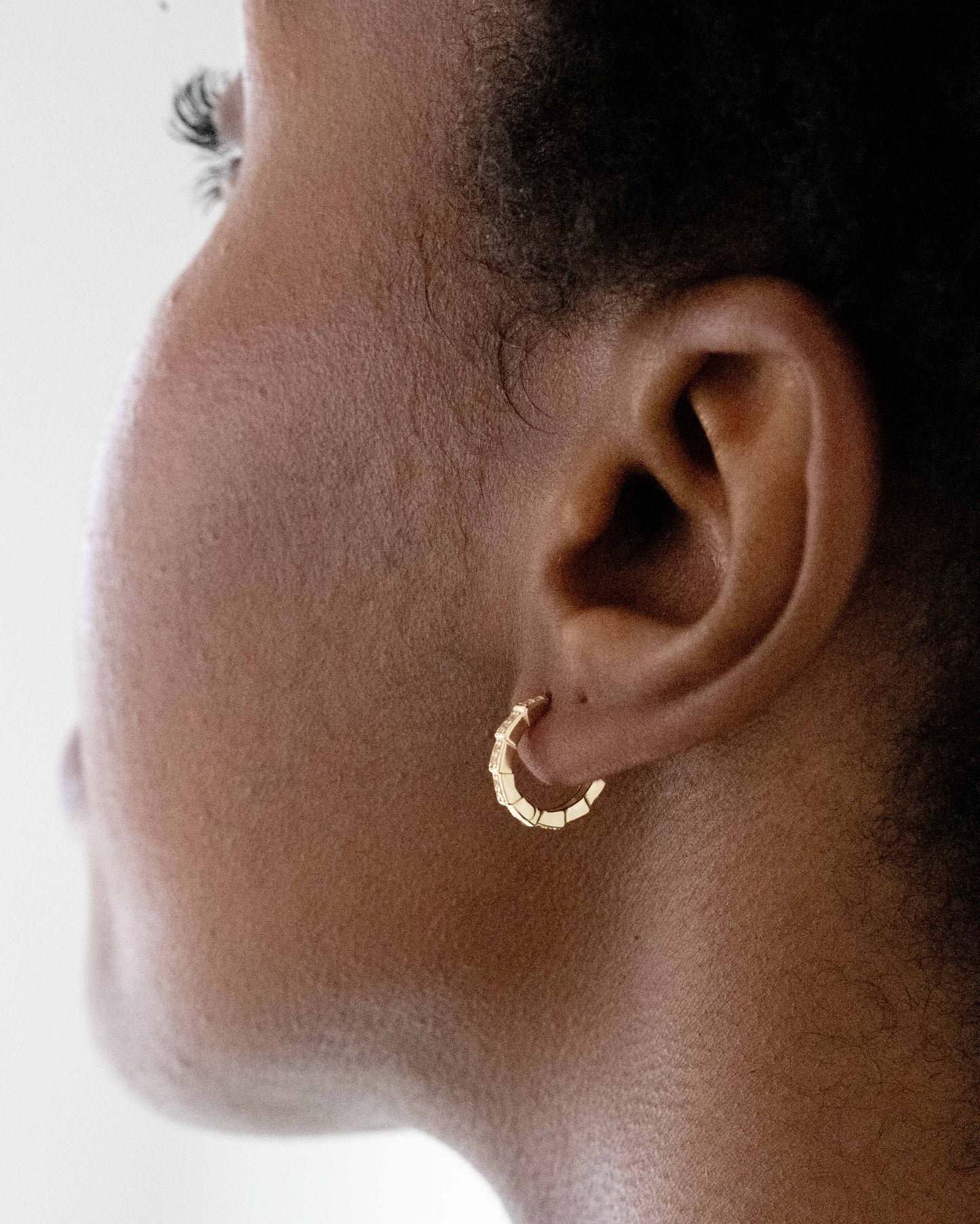 Diamond Scale Huggies in gold