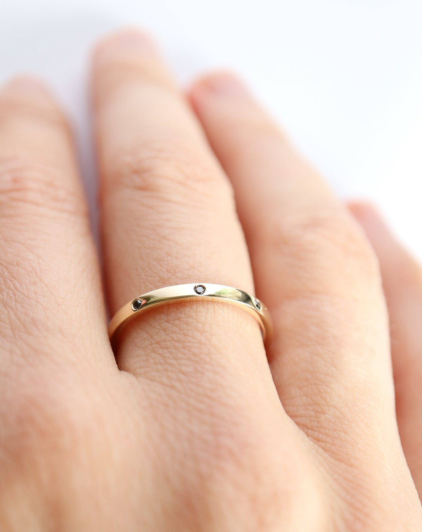 9ct Eternity Band with black diamonds