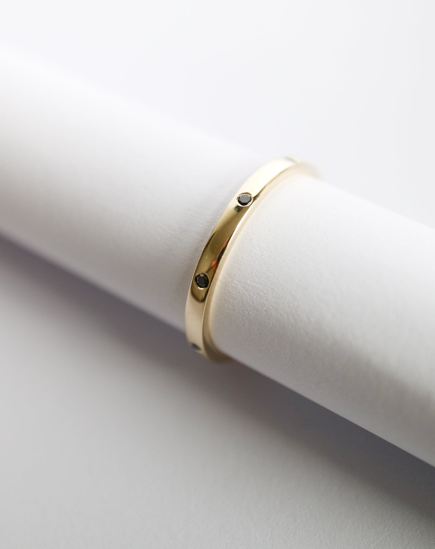 9ct Eternity Band with black diamonds