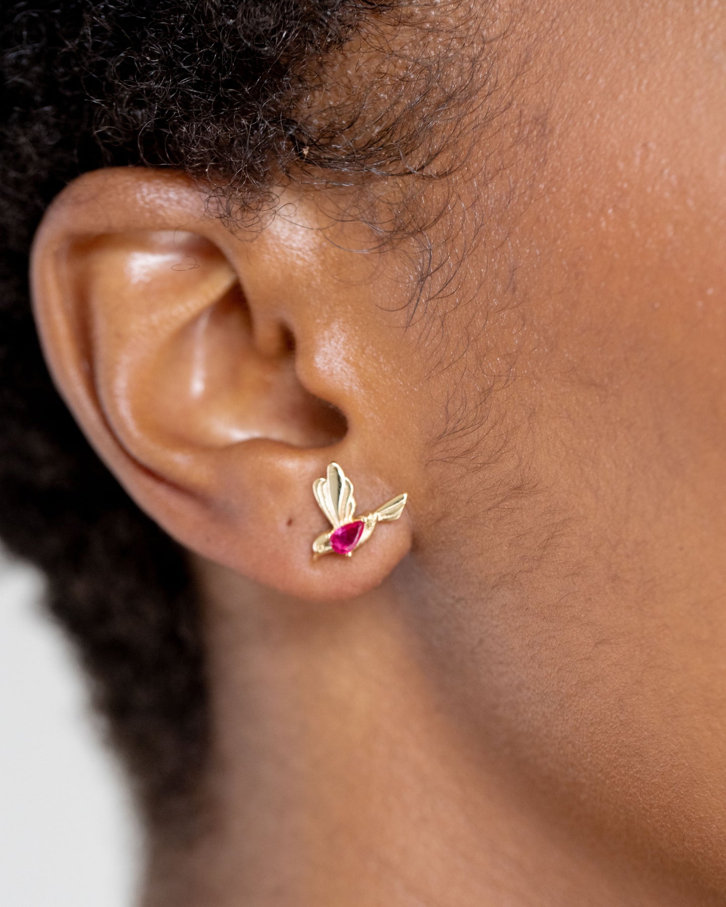 Gold Hummingbird Earrings Studs