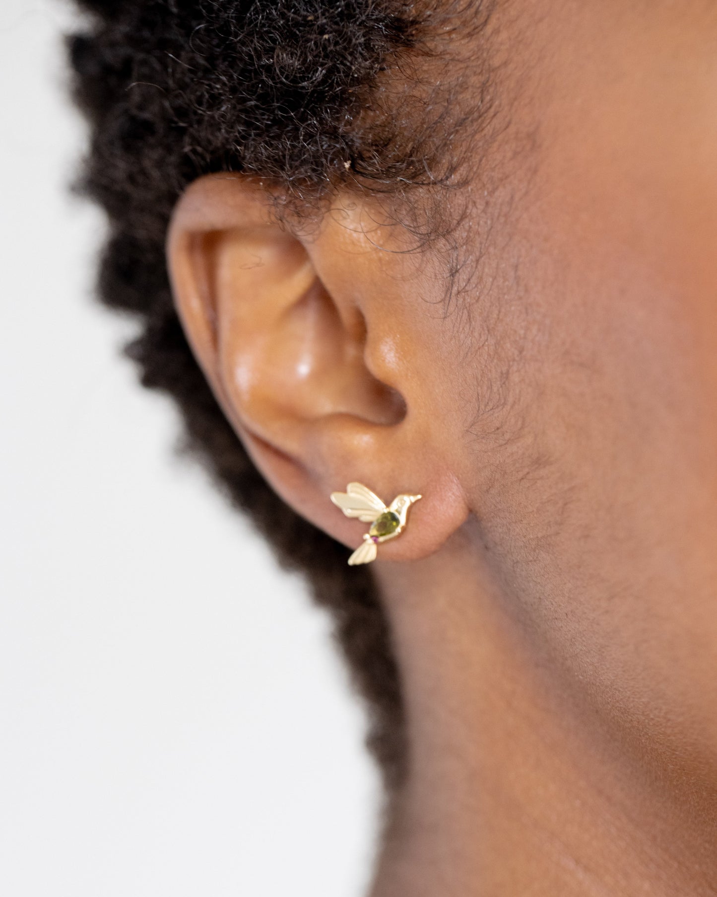 Gold Hummingbird Earrings Studs