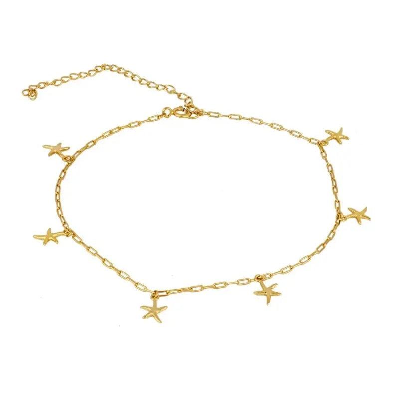 Gold star anklet