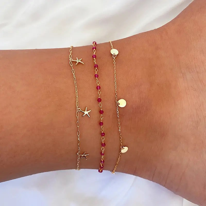 Gold star anklet
