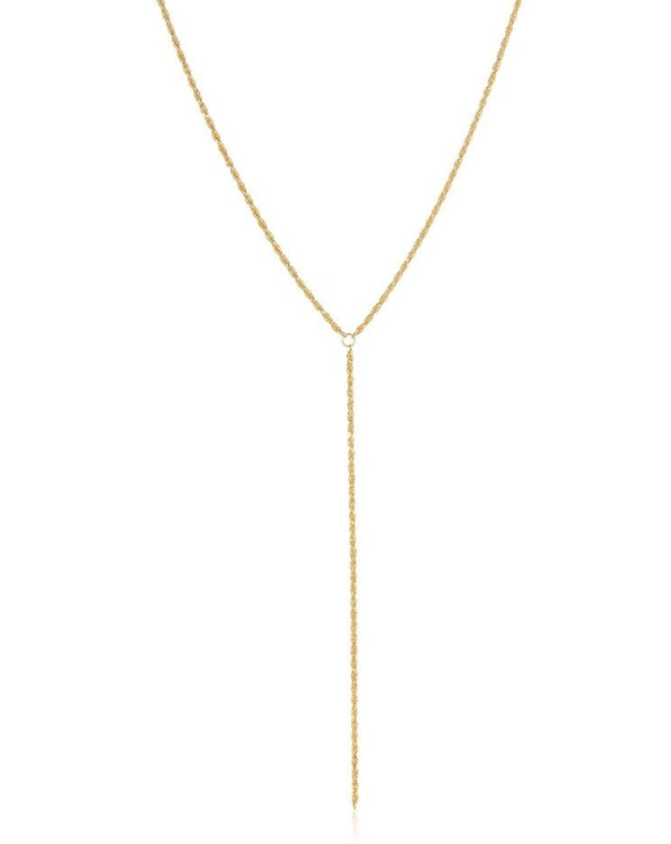 Gold Rope Lariat Necklace