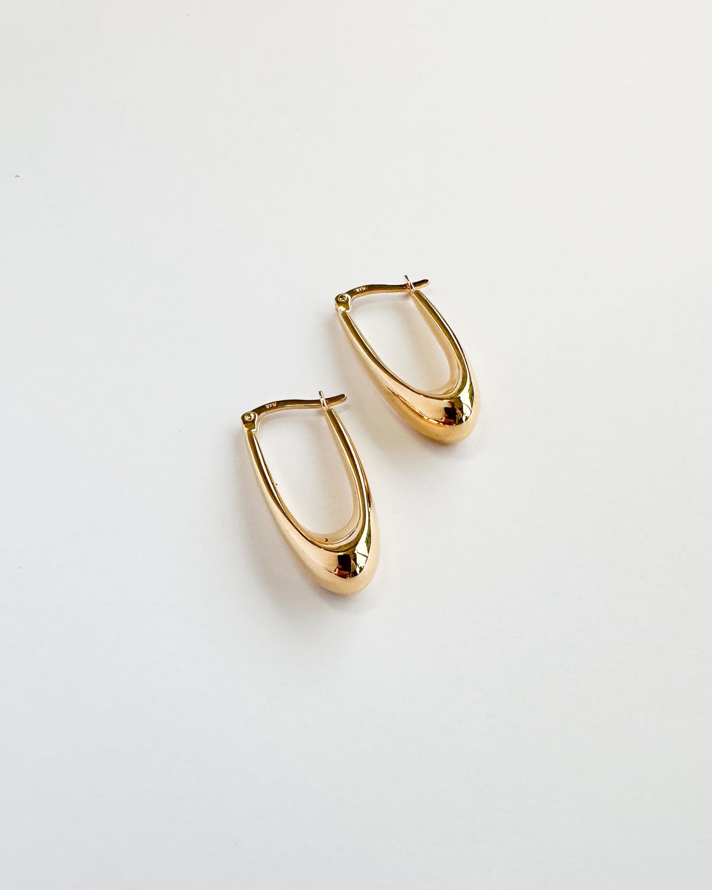 9ct gold Oblong Hoops Collective Co real gold hoops