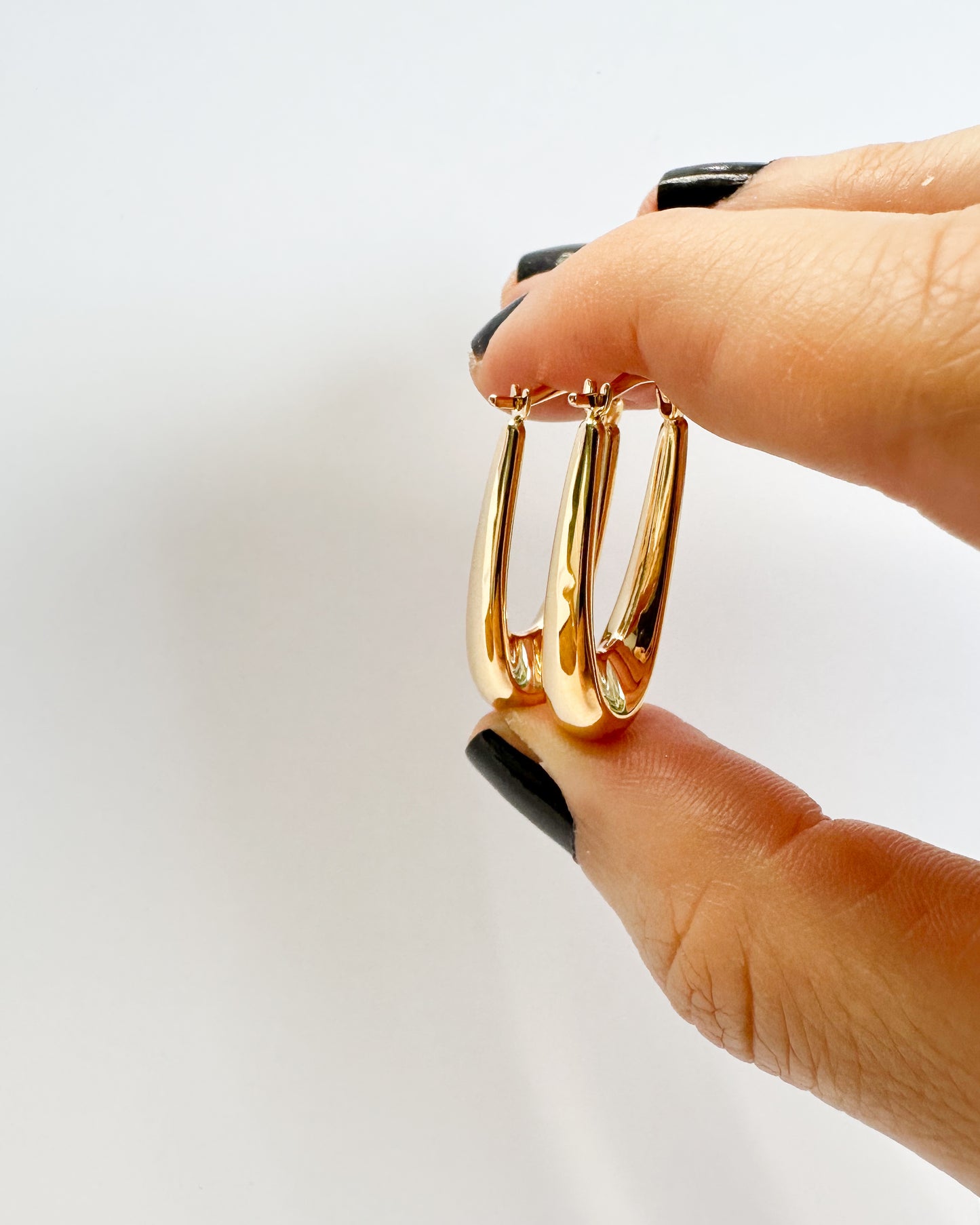 9ct gold Oblong Hoops Collective Co real gold hoops