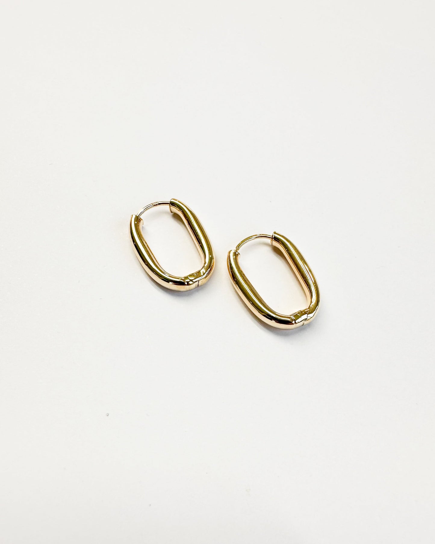 9ct gold Oval Tube Hoops Earrings real gold