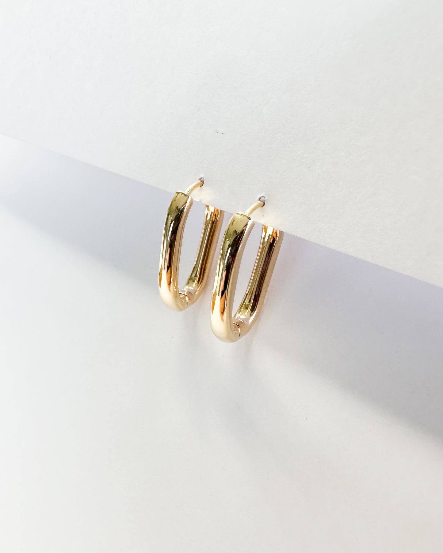 9ct gold Oval Tube Hoops Earrings real gold