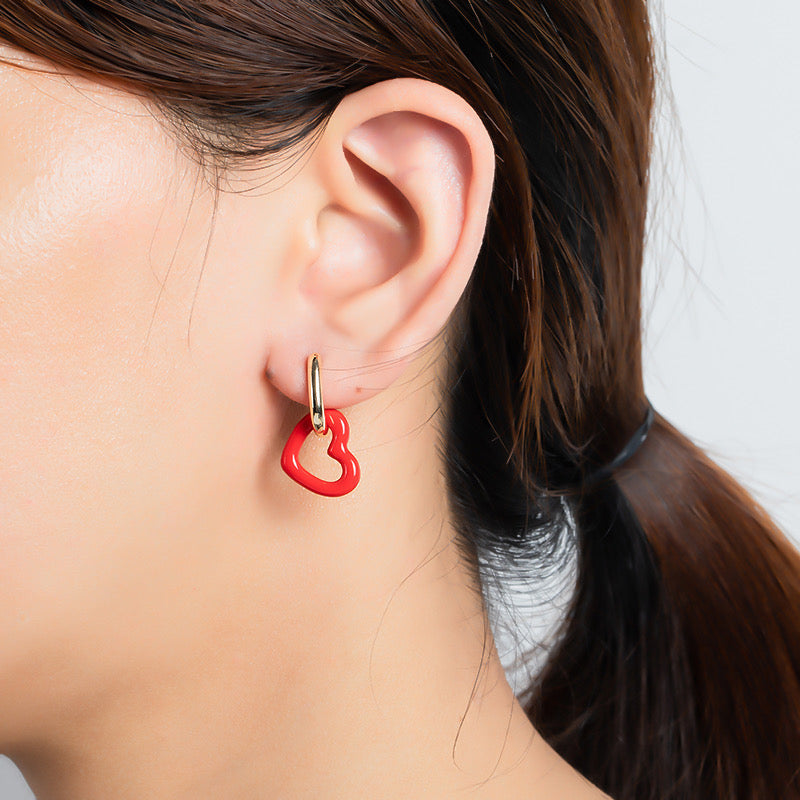 Pink heart hoop earrings