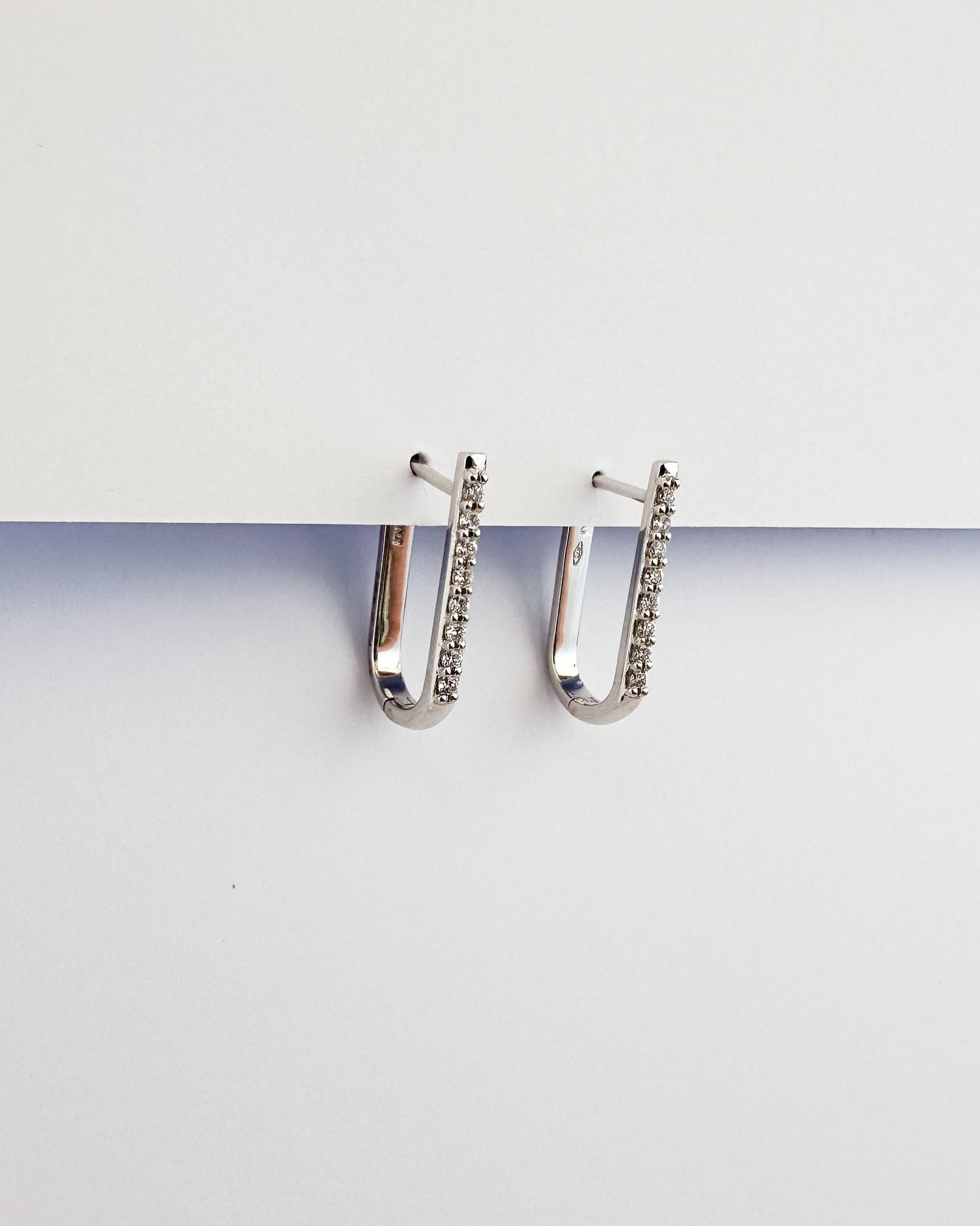 9ct gold Diamond Paperclip Huggies Earrings real gold