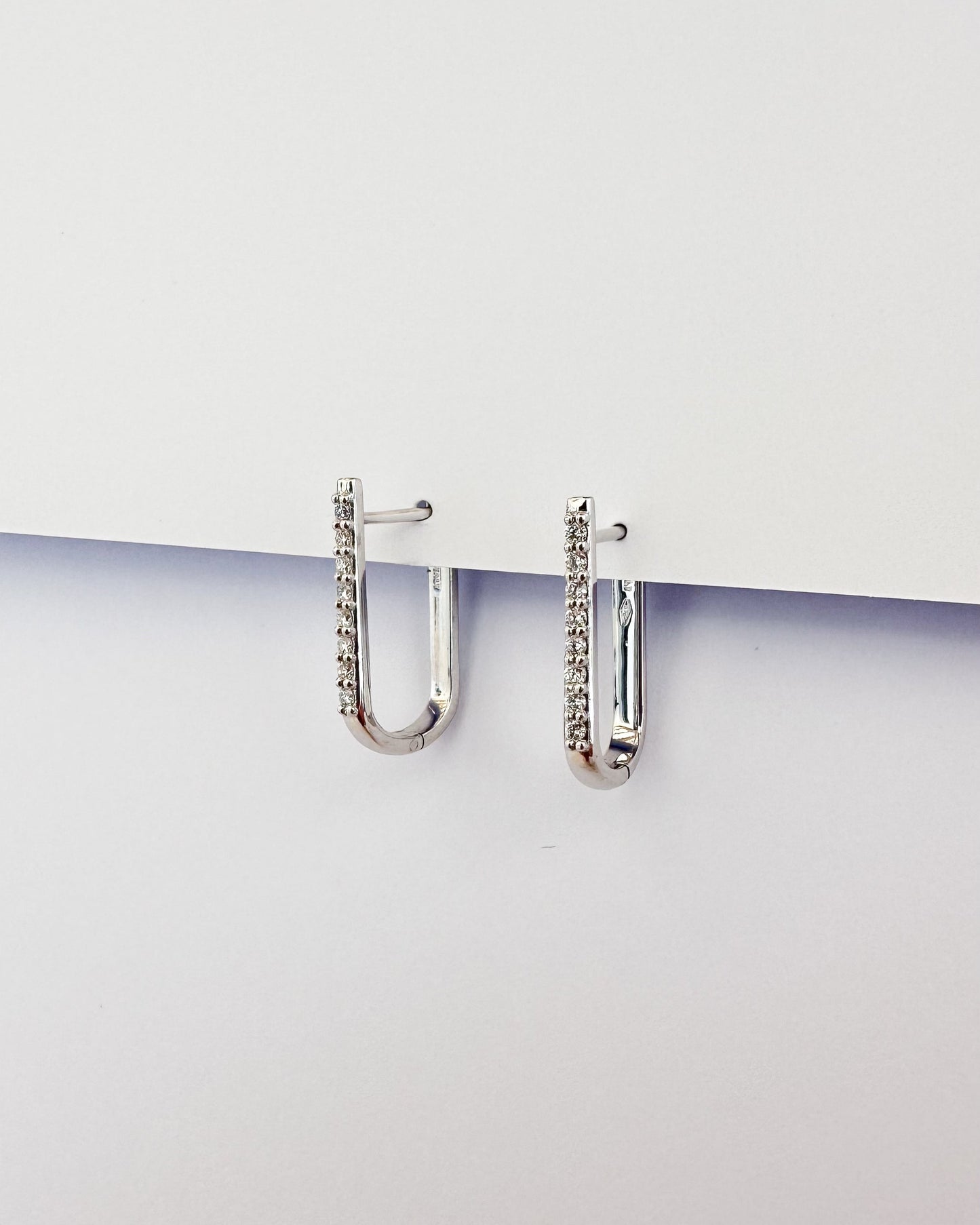 9ct gold Diamond Paperclip Huggies Earrings real gold