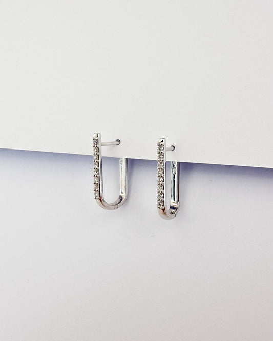 9ct gold Diamond Paperclip Huggies Earrings real gold