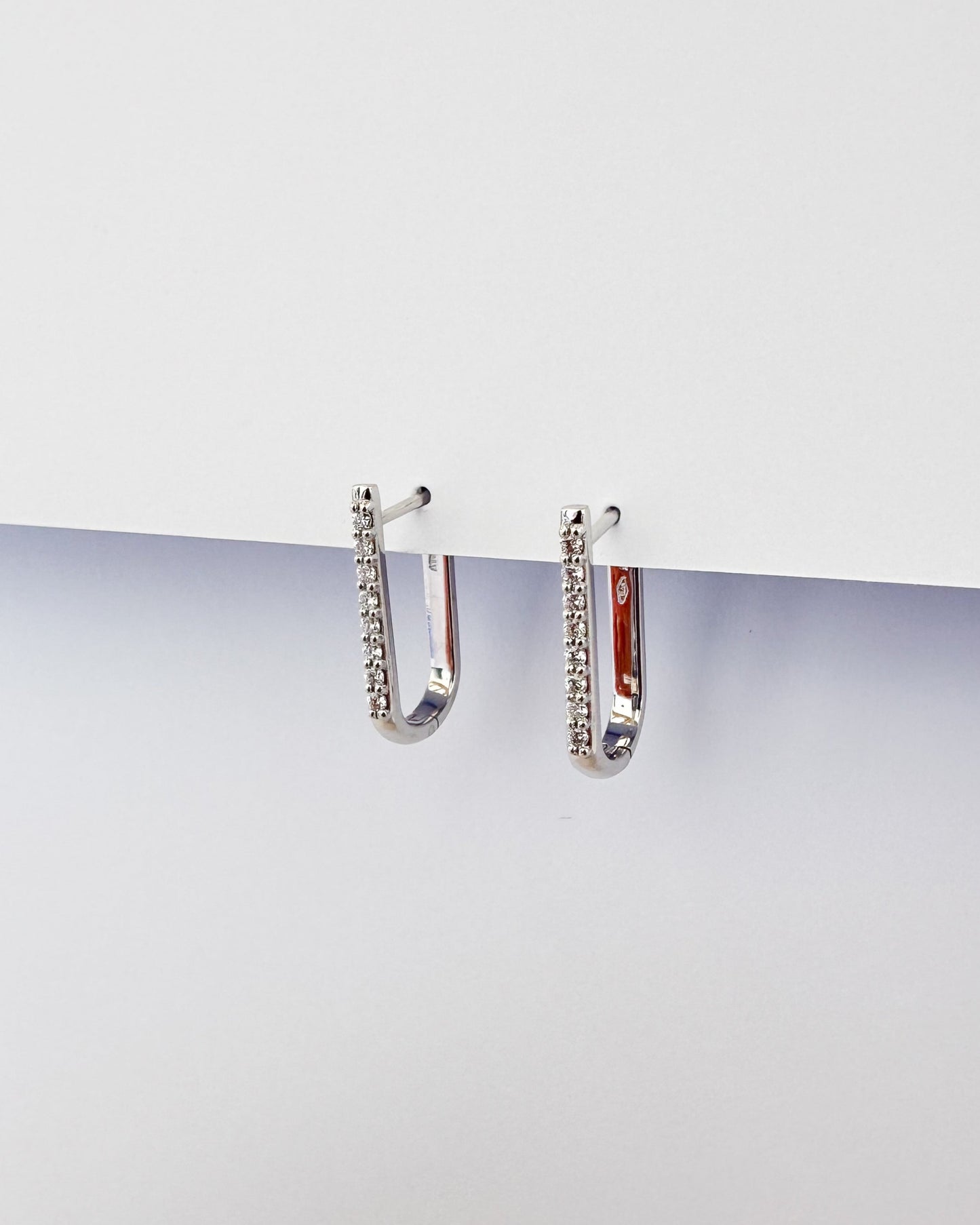 9ct gold Diamond Paperclip Huggies Earrings real gold