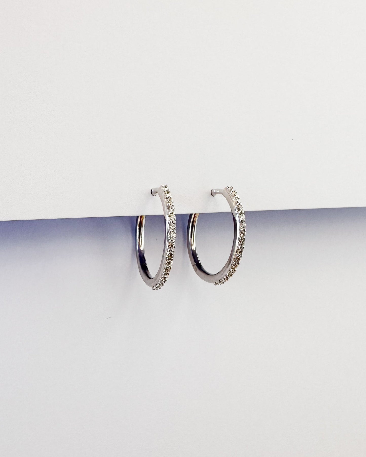 9ct gold diamond Hoops earrings