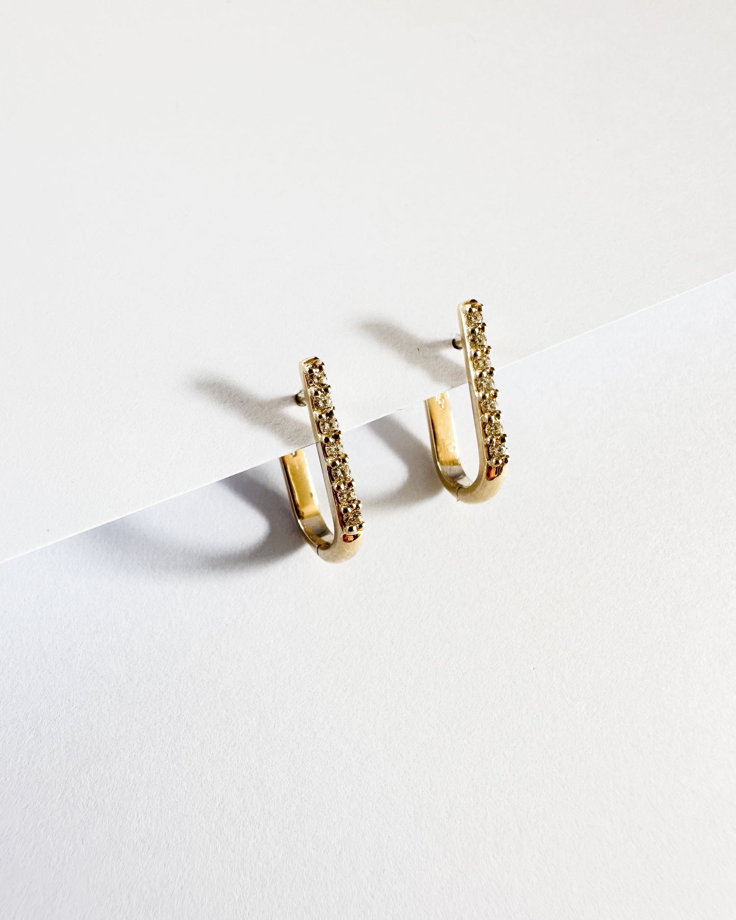 9ct gold Diamond Paperclip Huggies Earrings real gold