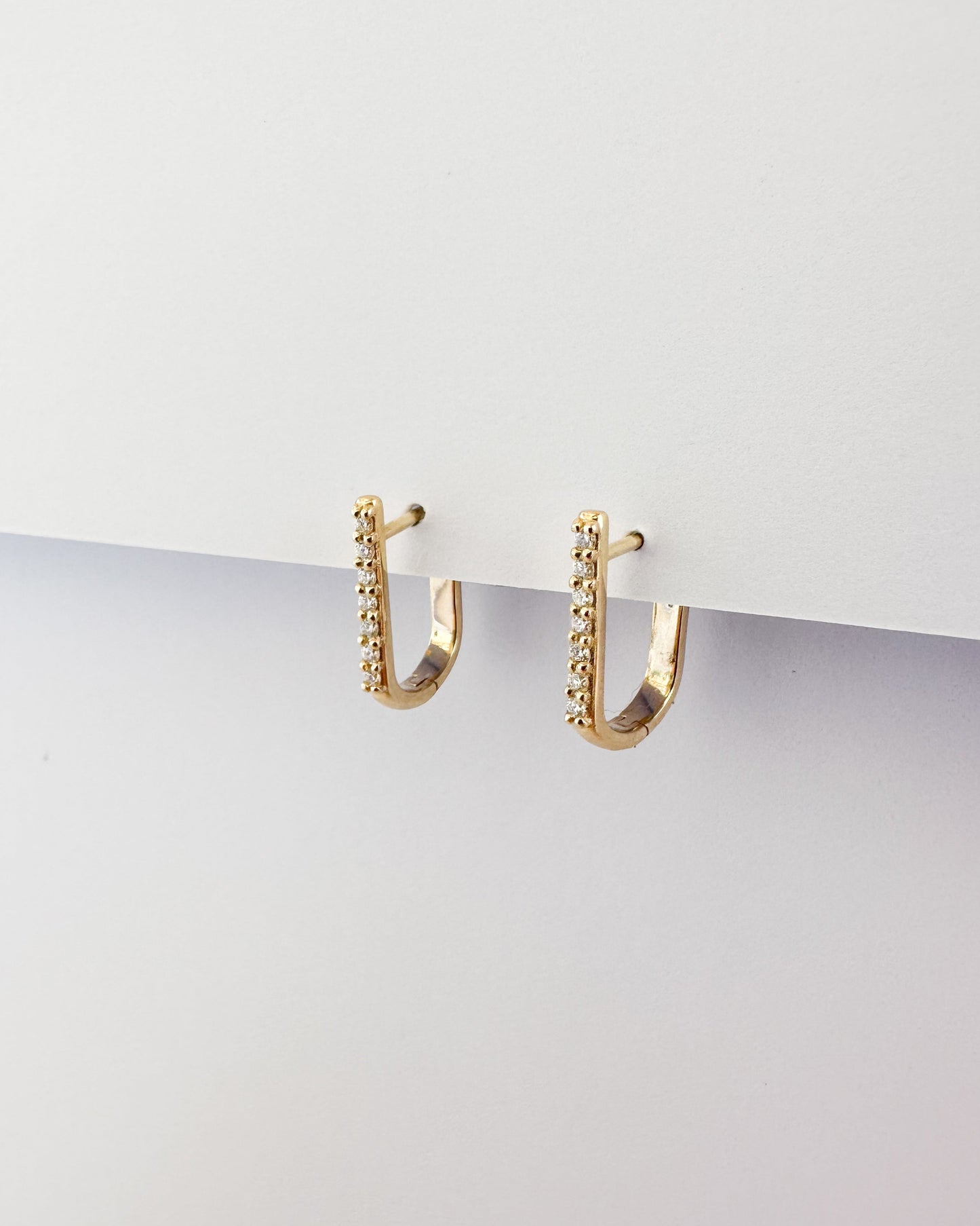 9ct gold Diamond Paperclip Huggies Earrings real gold