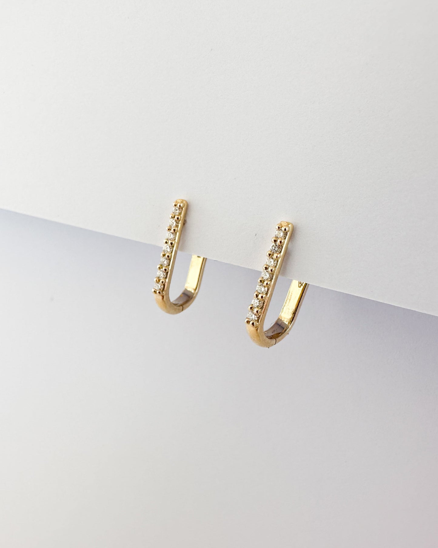 9ct gold Diamond Paperclip Huggies Earrings real gold