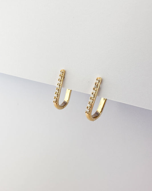 9ct gold Diamond Paperclip Huggies Earrings real gold