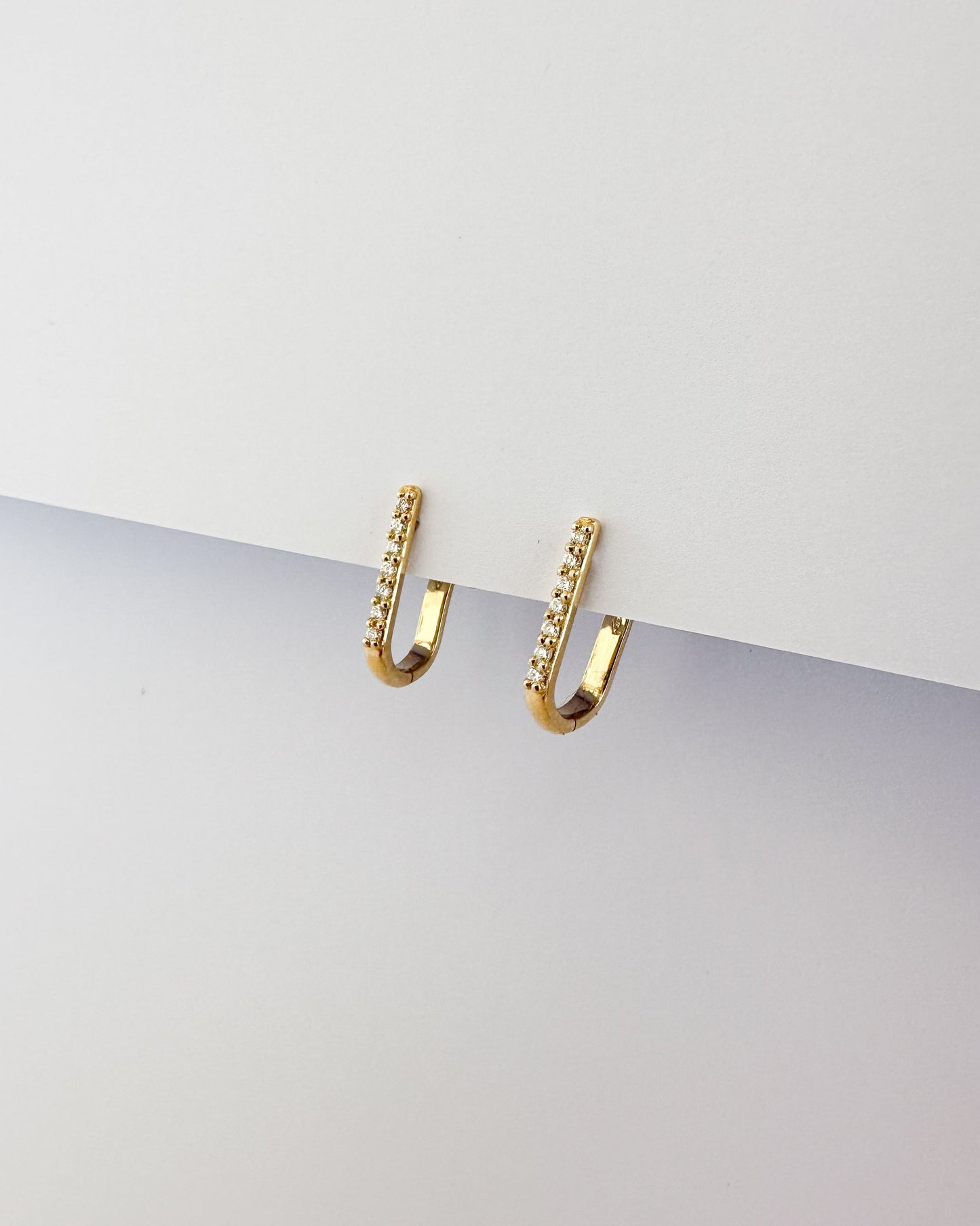 9ct gold Diamond Paperclip Huggies Earrings real gold