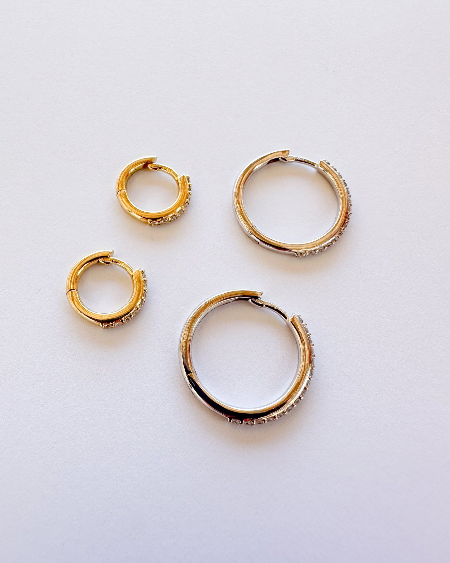 9ct gold diamond Hoops earrings
