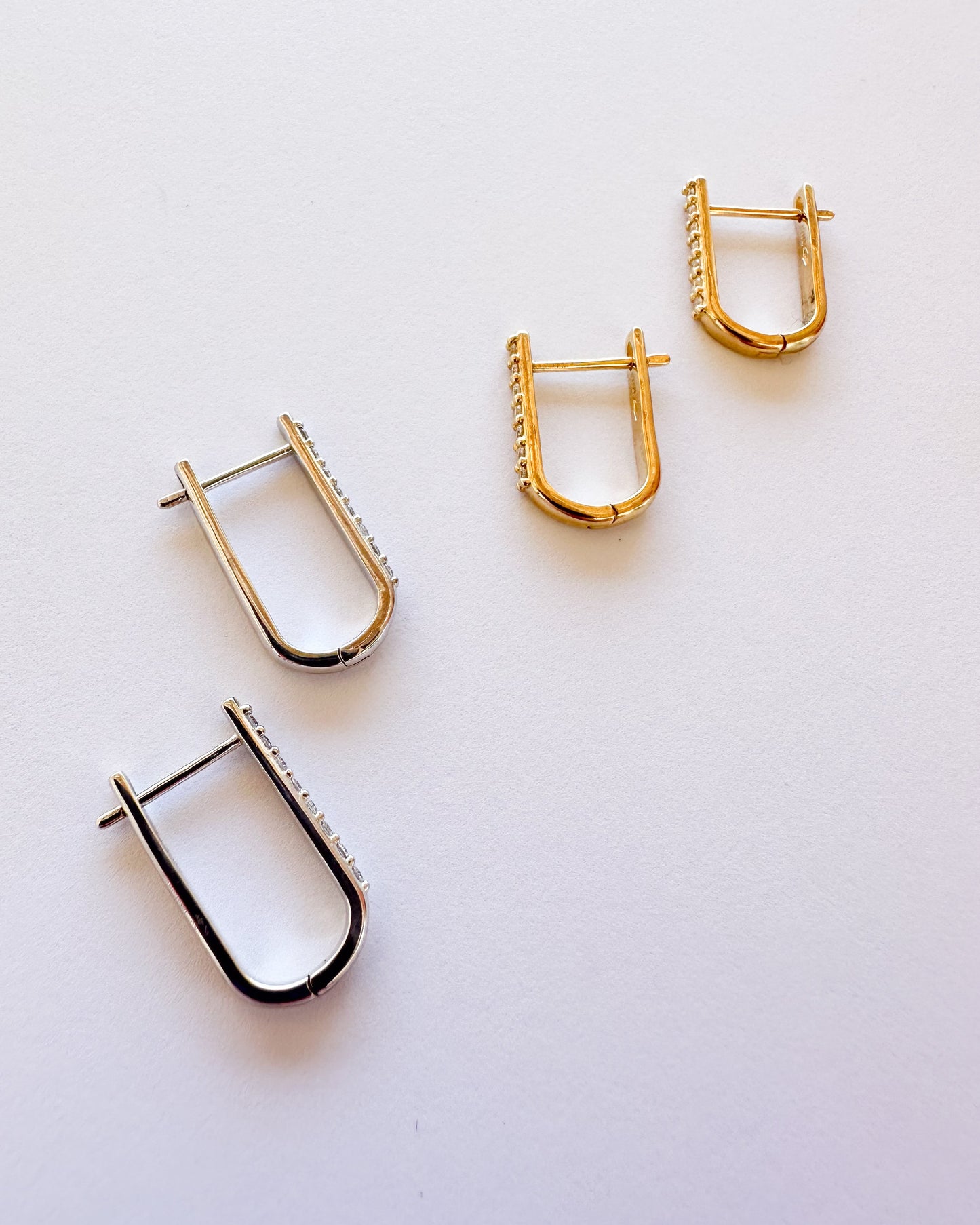 9ct gold Diamond Paperclip Huggies Earrings real gold