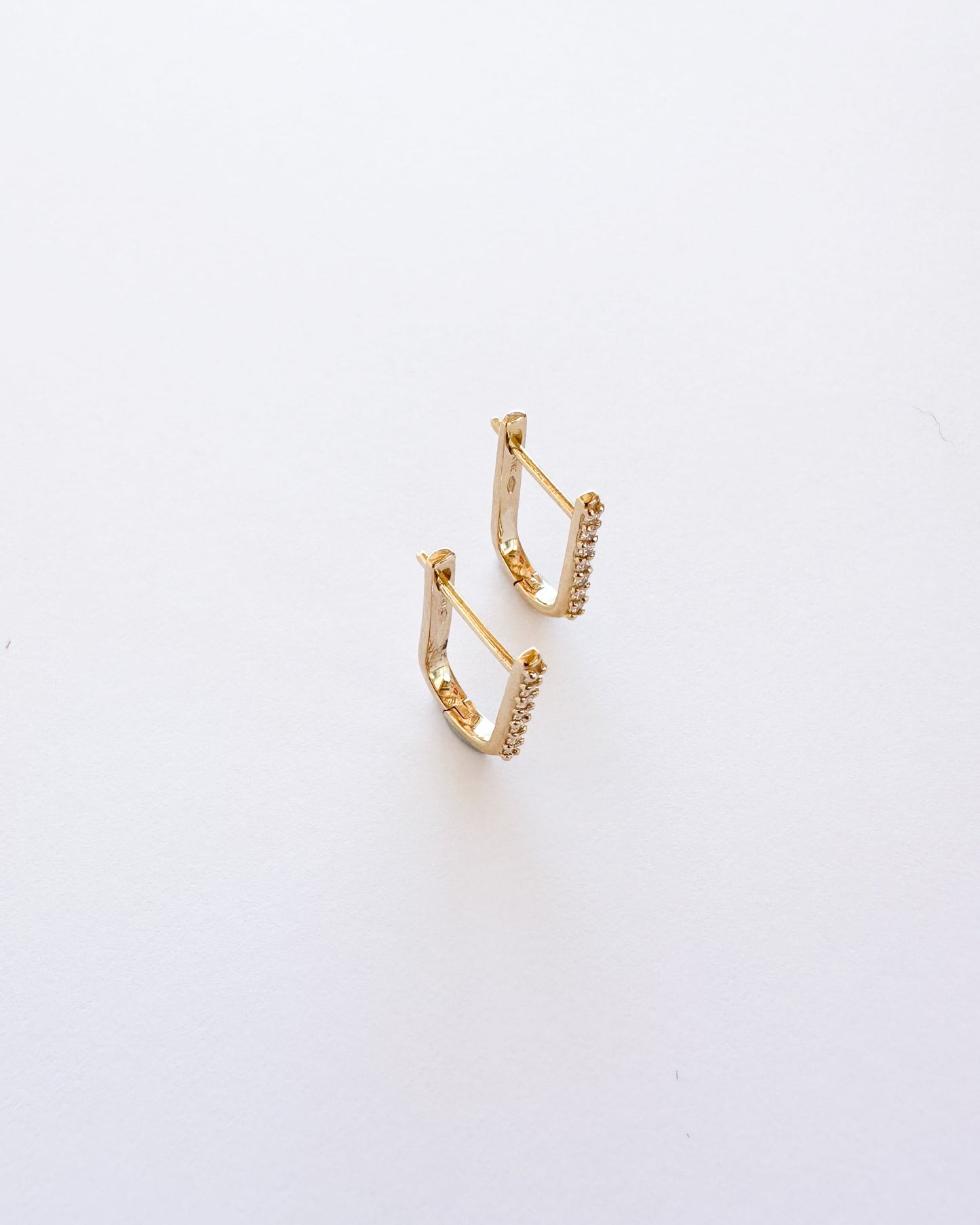 9ct gold Diamond Paperclip Huggies Earrings real gold