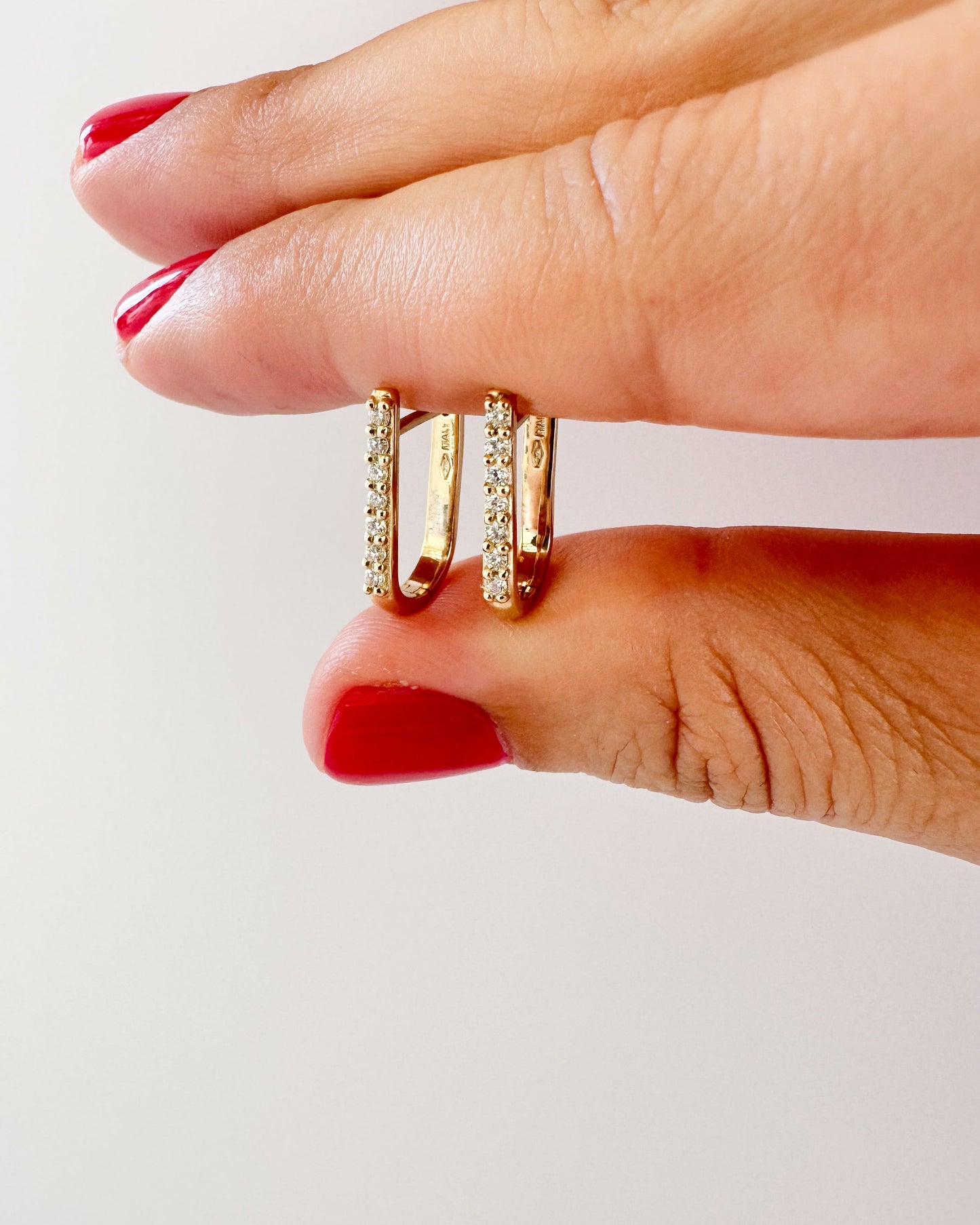 9ct gold Diamond Paperclip Huggies Earrings real gold