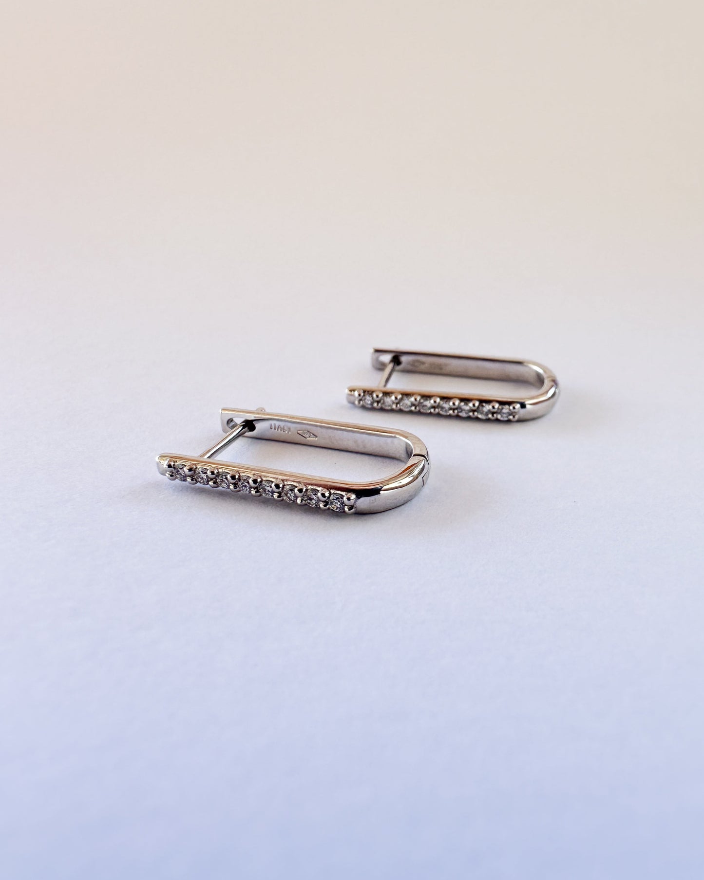 9ct gold Diamond Paperclip Huggies Earrings real gold