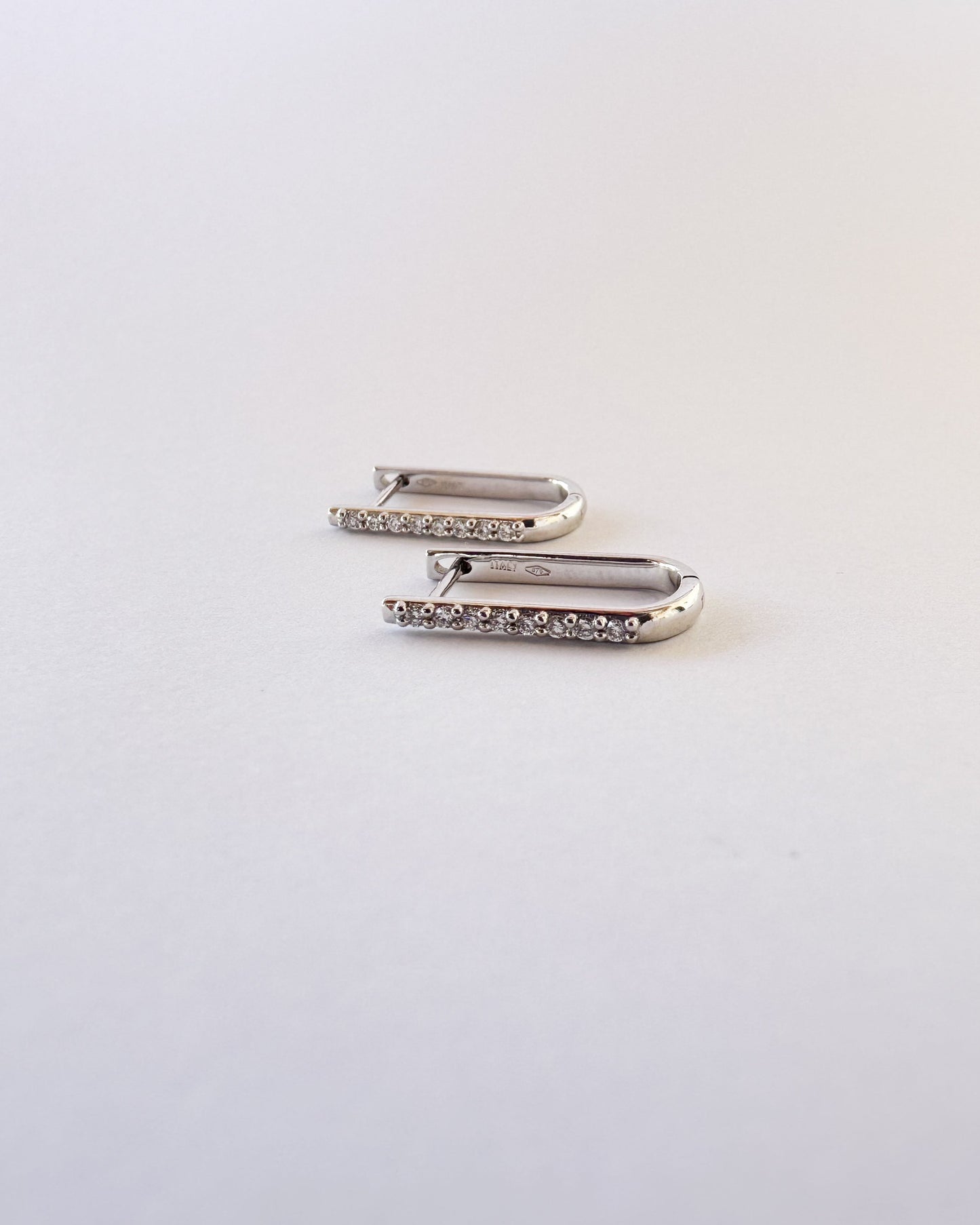 9ct gold Diamond Paperclip Huggies Earrings real gold