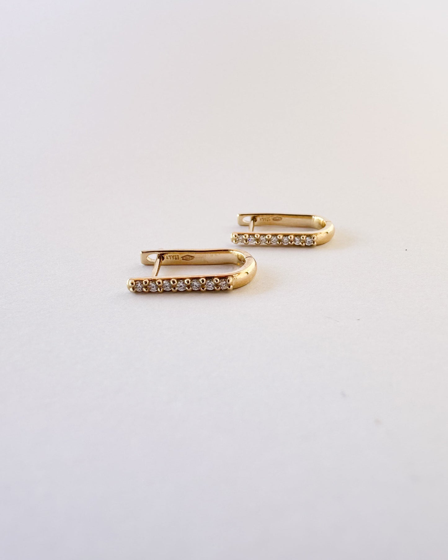 9ct gold Diamond Paperclip Huggies Earrings real gold
