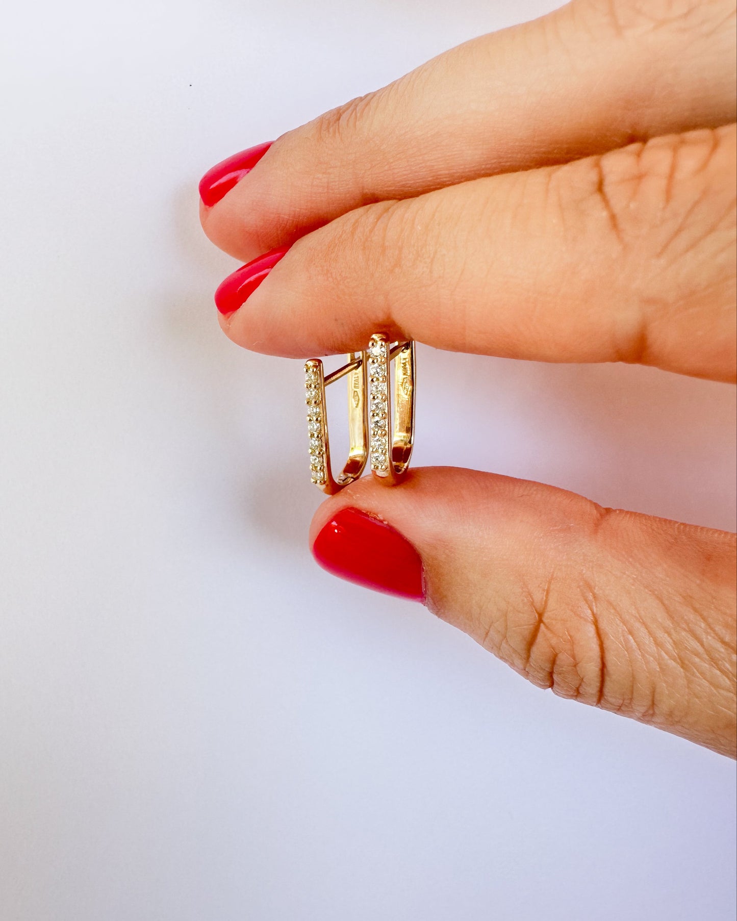 9ct gold Diamond Paperclip Huggies Earrings real gold