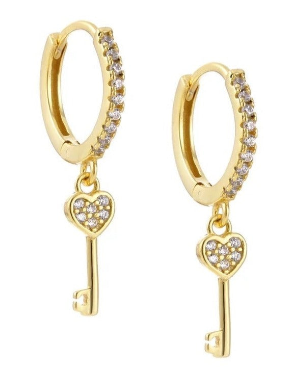 Key to my Heart Huggie Earrings