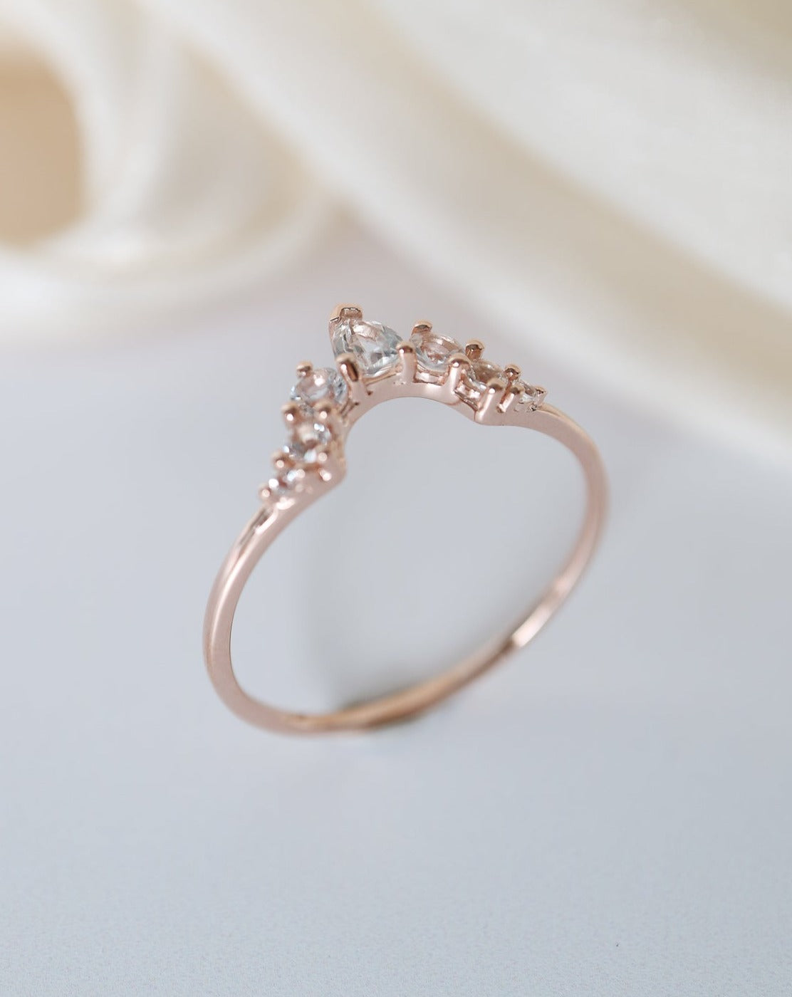 La Kaiser Topaz Angels Arc Ring in Rose Gold Vermeil