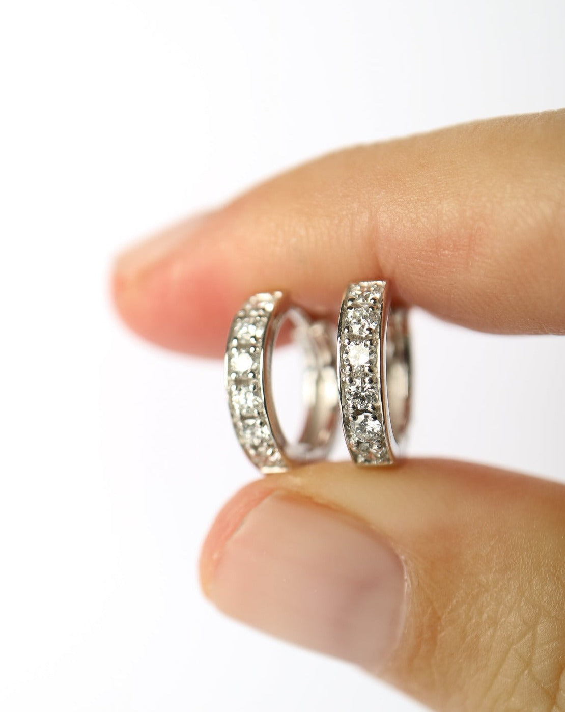 9ct gold lab diamond sleeper earrings huggies