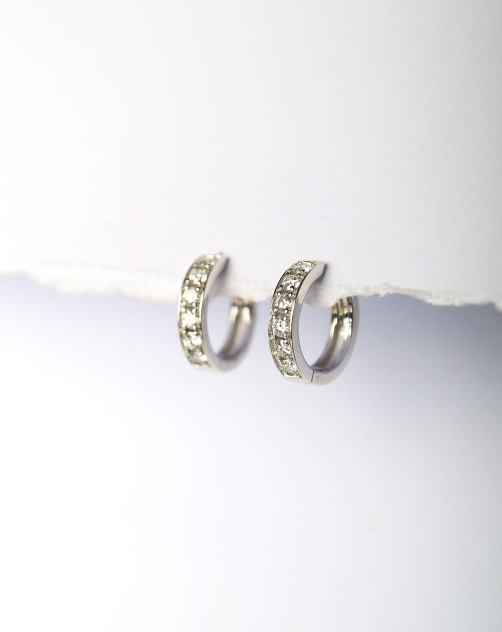 9ct gold lab diamond sleeper earrings huggies