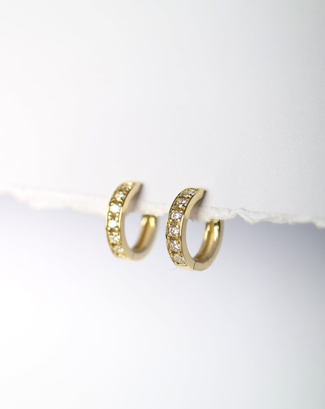 9ct gold lab diamond sleeper earrings huggies