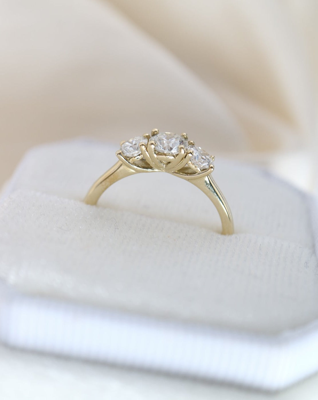 9kt gold lab grown diamond trilogy engagement ring from Collective & Co Jewellery South Africa