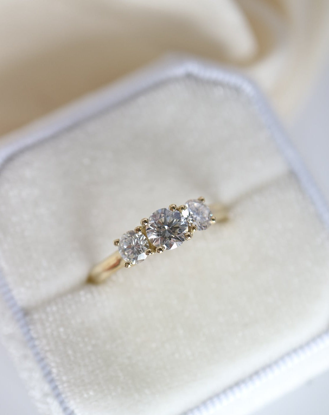 9kt gold lab grown diamond trilogy engagement ring from Collective & Co Jewellery South Africa
