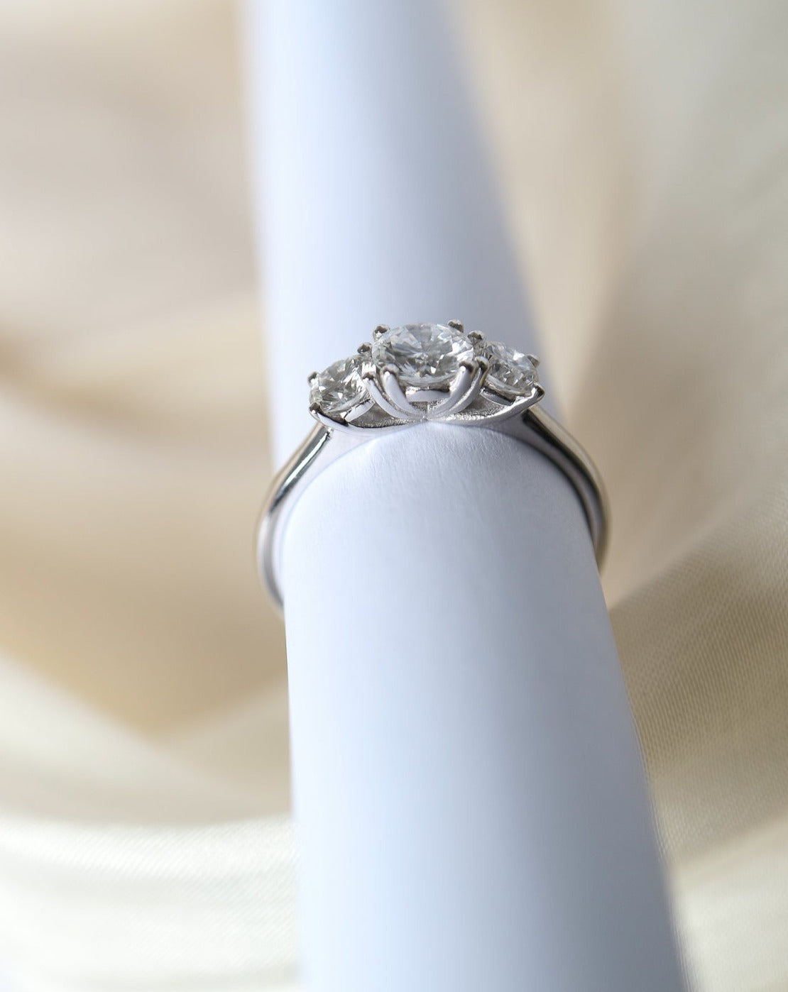 9kt white gold and lab diamond trilogy ring from Collective & Co. jewellery store
