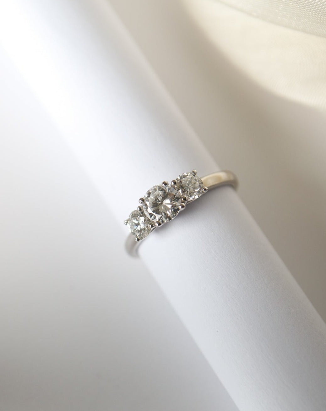9kt white gold and lab diamond trilogy ring from Collective & Co. jewellery store