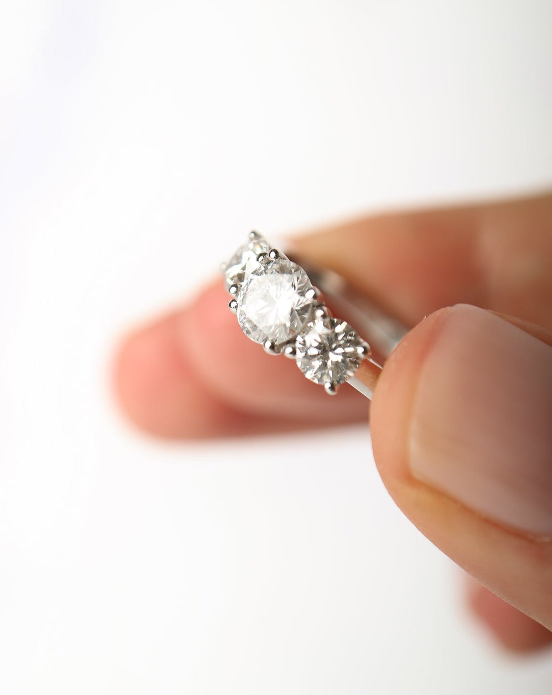 9kt white gold and lab diamond trilogy ring from Collective & Co. jewellery store