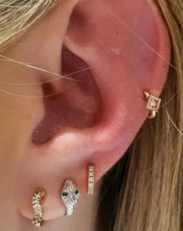 Princess cut diamond huggie earring