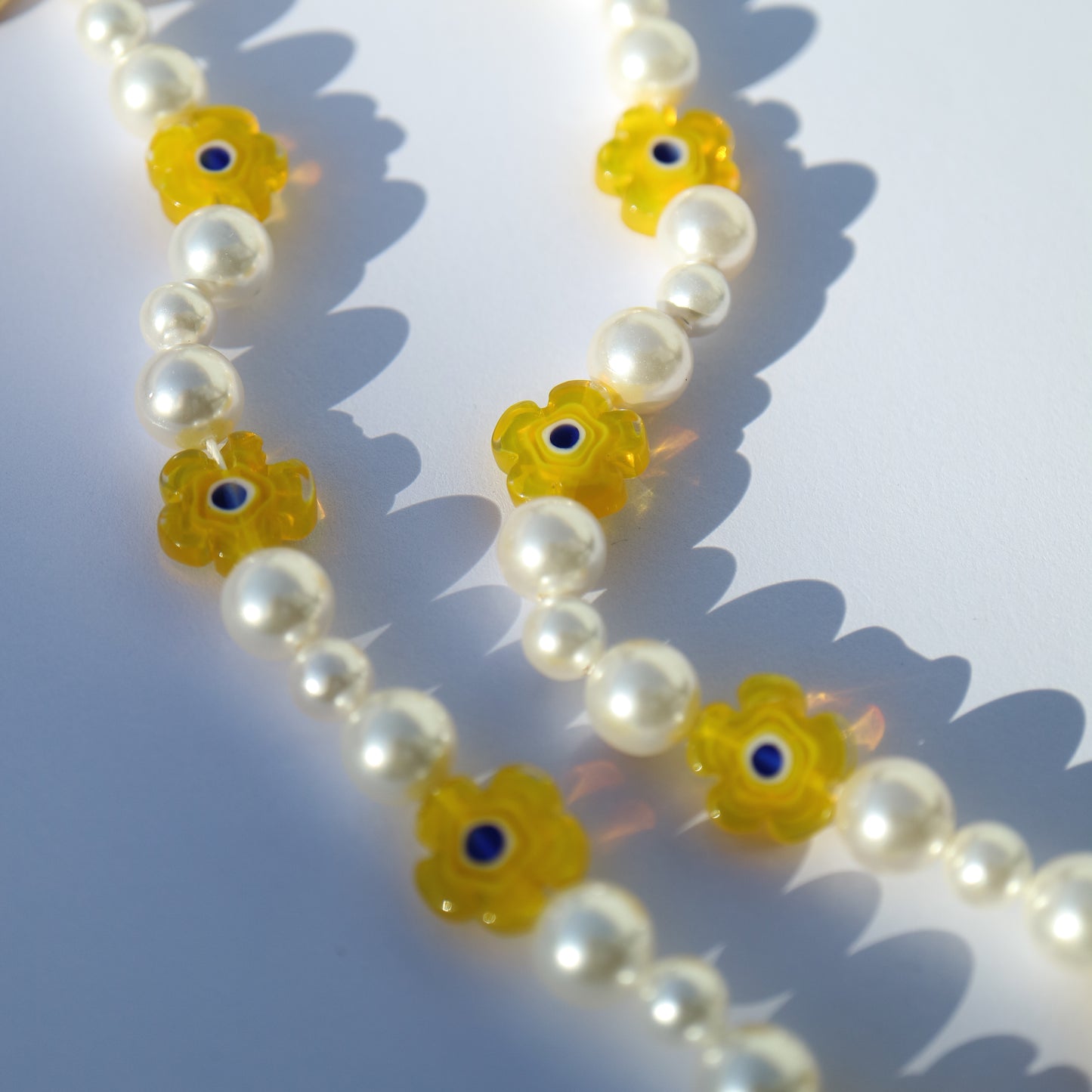Daisy Flower Pearl Necklace from Mikateko Jewels