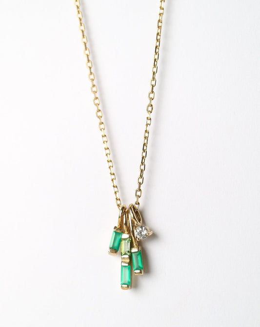 9ct gold pendant with green onyx, green tourmaline and white moissanite