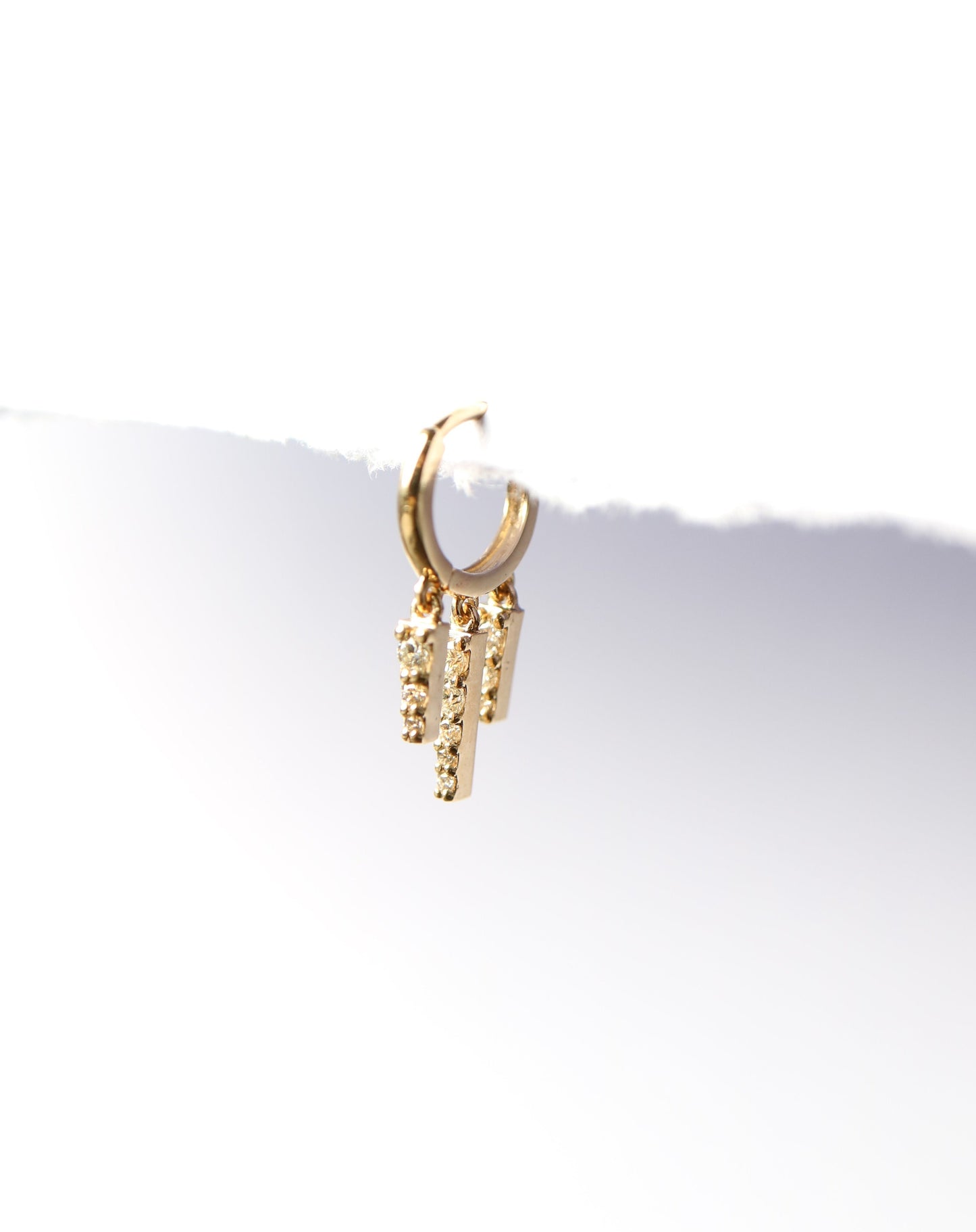 14kt Diamond Tassel Huggie Earring