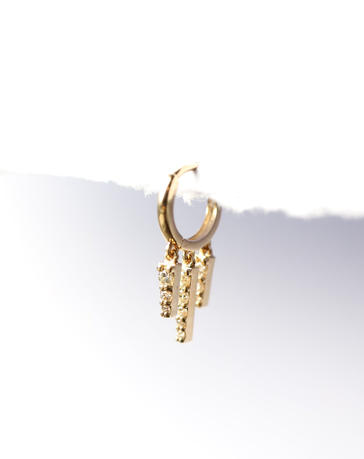 14kt Diamond Tassel Huggie Earring